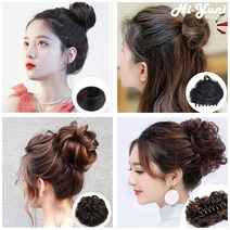 하이유니 똥머리 인모 밴드 집게 붙임 올림 머리 헤어 피스 셀프 부분 가발 4종 모음, 02번 / 왕집게형, 허니브라운