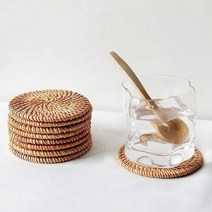 느낌있는 컵받침 라탄 티코스터 핸드메이드 컵받침대 코스터 홈 카페 8cm, 라탄티코스터)1개_10cm