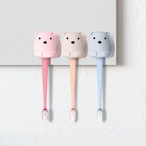 모두스마일 거꾸로 실리콘 곰 칫솔꽂이, 베이지+핑크+블루 세트