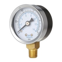 토르게이지 Ts-40-14 바 0-200 Psi 0-14 압력 게이지 1/8 수 Npt 공기 압축기 유압 진공 압력계, Black