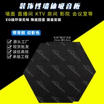 차음시트 폴리에스테르 섬유 흡음판 KTV생방송 피아노 실 방 실내 벽면 방음스펀지 스티커식 방음 도매, T08-육각형 블랙L302609cm장