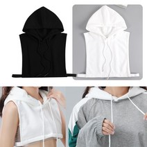 엄마의쇼핑 성인 남자 여자 캐주얼 페이크 목폴라 후드 목만있는 레이어드 모자 봄 가을 겨울, 1-후드-블랙