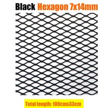 자동차 그릴100x33cm 육각 구멍 【 7x14 】 알루미늄 레이싱 자동차 범퍼 그릴 메쉬 통풍 블랙 실버 튜닝, 03 BK Hexagon 7x14mm