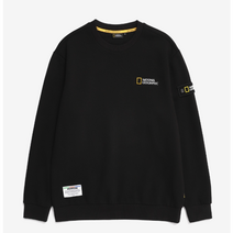 (국내매장판/AS가능) 내셔널지오그래픽 남여공용 폴리카터 스몰 로고 풀기모 맨투맨 BLACK 블랙 검정 기모맨투맨 커플티