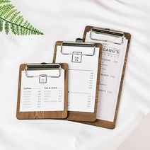 우드 클립보드 카페 음식점 메뉴판 영수증 빌지 계산서 꽂이, 블랙, 중형