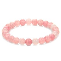팔찌 패션 천연석 핑크 엔젤 라이트 비즈 8mm 선스톤 에너지 요가 쥬얼리 여성용 수제 선물