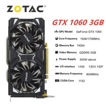그래픽카드 Zotac GTX 1060 6GB 그래픽 카드 1060-6GD5 비디오 GPU 데스크탑 PC 컴퓨터 게임 화면 맵 RTX 7, 01 GTX -1060-3GB