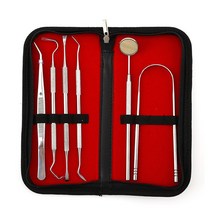 구강세정기 6pc/8pc 치과 거울 스테인레스 스틸 의사 준비 도구 세트 프로브 치아 관리 키트 악기 Tweezer Hoe Sickle Scaler, 03 6pc TypeC