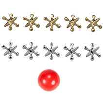 Jacks Game Metal Crosses Ball Knucklebones Fivestones 클래식 보드 게임, 2.7x2cm, 합금, 골든 실버