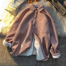 남성 루즈핏 코듀로이 긴팔 기모셔츠 따뜻한 겨울 남방