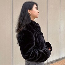 오월 플랫 밍크 퍼 크롭 숏 자켓 (2color)