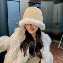 밍크 보넷모자 벙거지 퍼 버킷햇 양면 스웨이드 여성 겨울 털모자