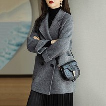 위위브렌 여성용 캐주얼 긴팔 오버핏 체크 자켓