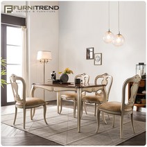 퍼니트랜드 엔틱가구 브레드 빈티지아이보리4인식탁세트, 단품