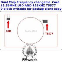 카드키복사 듀얼 칩 NFC RFID 1356Mhz 1K 및 T5577 125 kHz 빈 카드 읽기 가능 다시 복사 백업, 01 UID5577