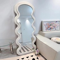 웨이브 전신 거울 인테리어 거울 엔틱 유니크 대형 물결 거울, 아니요, 밀크티 75 x 177cm