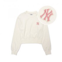 엠엘비 여성 베이직 벨벳 크롭 맨투맨 NY Ivory