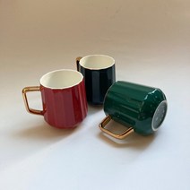 금테 금장 빈티지 레트로 북유럽 도자기 고급 럭셔리 카페 예쁜 원색 골드 머그컵, 초록