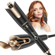 Febfoxs 봉고데기 뿌리 페폭스 컬링 아이언 2 큰 전 배럴과 4개의 온도 가진 전문가용가용 살론 컬 헤어 30S 급속 가열 골드, Black