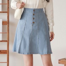 [올리비에클로짓(OLIVIERs CLOSET)] [올리비에스클로젯] 버튼 미디 데님스커트_