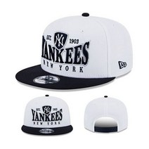 New Era 뉴욕 양키스 스냅백 모자 MLB 화이트 네이비 2 톤 레터 팀 로고 캡 버킷햇 볼캡