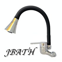 국산 주방 벽붙이 블랙 검정 칼라 싱크대 수전 거위목 스완 씽크대 수도꼭지, 시공의뢰, 블랙 벽붙이 주방수전