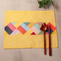 하마공방 고급 색동 모시 전통 테이블 매트, 40cmX30cm, 연분홍색