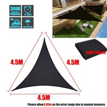 black all size 방수 sun shade sail square 사각형 정원 테라스 캐노피 풀 그늘 삼각형 캠프 하이킹 야드 천막, 4.5x4.5x4.5m