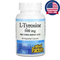 네추럴팩터스 L타이로신 500mg L-Tyrosine 칼슘 인산염 60식물성캡슐, 500mg 60식물성캡슐