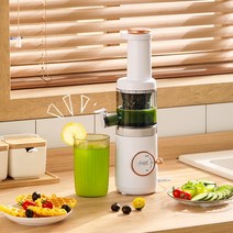 EISEN HOME 가정용 휴대용 전동 찌꺼기 즙 분리 과일 야채 착즙기, 화이트