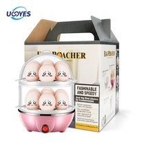 전기 계란 에그 스팀 찜 기 다 능 선 밥솥 옥수수 우유 찐 주방 요리 계 빠른 더블 레이어 보일러 선, 핑크 더블 데크, 영국