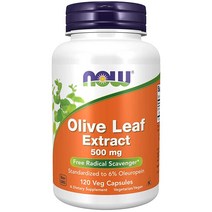 나우푸드 보충제 올리브 잎 추출물 500mg 활성 산소 제거제 식물성 캡슐 120개, 120 Count (Pack of 1)
