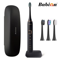 바비온 퍼펙트케어 터치슬림 음파 전동칫솔 + 칫솔모4P + 무선충전거치대 + 케이스, 블랙