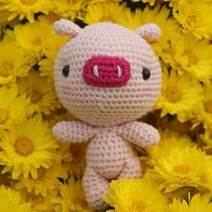 코바늘하나면돼 키링돼지인형 3 코바늘인형 아미구루미 손뜨개 DIY 키트 태교뜨개, 연살구, 1개