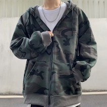 유럽과 미국 패션 힙합 잘 생긴 위장 까마귀 남성과 여성의 봄과 가을 지퍼 후드 재킷