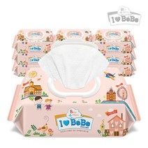 아이러브베베 피치 100매 10팩 캡형 엠보 아기물티슈