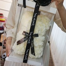 조화 로즈베어 장미곰돌이 로즈베어꽃다발 +선물포장케이스 set, 아이보리베어