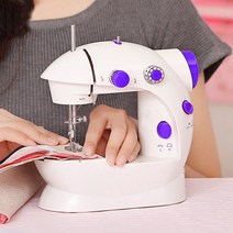 가정용 오버로크미싱 오버록 미싱 미니 재봉틀 싱거 자수 오바로크, 01. Purple US Plug
