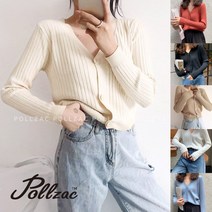 폴작(Pollzac) 가을 겨울 간절기 오버핏 앞단추 V넥 니트 가디건 얇은 스웨터_PBS-8003 3만이상 사은품증정