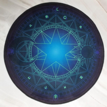 타로 스프레드천 아쿠아딥블루 마법진 원형 타로 카드 러그 매트, 아쿠아 딥블루