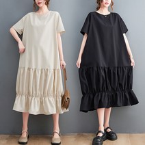 도니와 여성 밑단셔링 반팔라운드넥 롱원피스 여름원피스 항아리원피스 데이트룩 리조트룩 신행원피스 임산부원피스 빅사이즈원피스 홈드레스 출근패션 데일리룩 여행패션 예쁜원피스 편한원피스