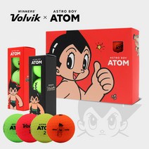 볼빅 ATOM 아톰 캐릭터 2피스 무광 컬러볼 12알 1더즌, 슬리브_블랙