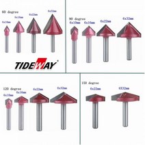 목공 트리머 6mm V 비트 CNC 솔리드 카바이드 엔드 밀 3D 라우터 1 개 목재 텅스텐 목공 MDF 밀링 커터 60, 02 1Pcs 60degree 6X16