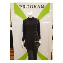 프로그램 체크배색 플레어티셔츠 P204T082