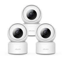 가정용 집안 가게 cctv 강아지 홈캠 imilab c20 홈 보안 카메라 wifi 1080p hd ip 실내 베이비 캠 360°vedio 감시 야간 웹캠 알렉사와 함께 작동, 3 x 카메라, 영국 플러그