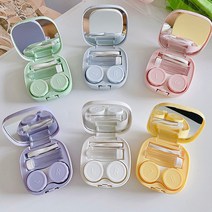휴대용 6컬러 파스텔 렌즈 케이스 렌즈통, 1, 퍼플+화이트