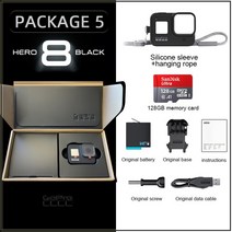자전거 블랙박스 카메라 오토바이 gopro hero 8 검정색 방수 안정적인 4k 12mp 사진 1080p 휴대용 라이브 방송 다이빙 및 스키 스포츠, Package 5