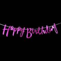 파티짱 생일 가랜드, 생일 캘리그라피가랜드 (펄핫핑크)