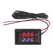 Voltmeter & Thermometer Display Panel 12v 24v Battery Voltage Temperature Meter Monitor Tester Gauge Indicator for Car, 검은색
