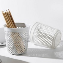 라온장터 원형 매쉬 연필꽂이 펜 꽂이 홀더 2p 세트, 그레이